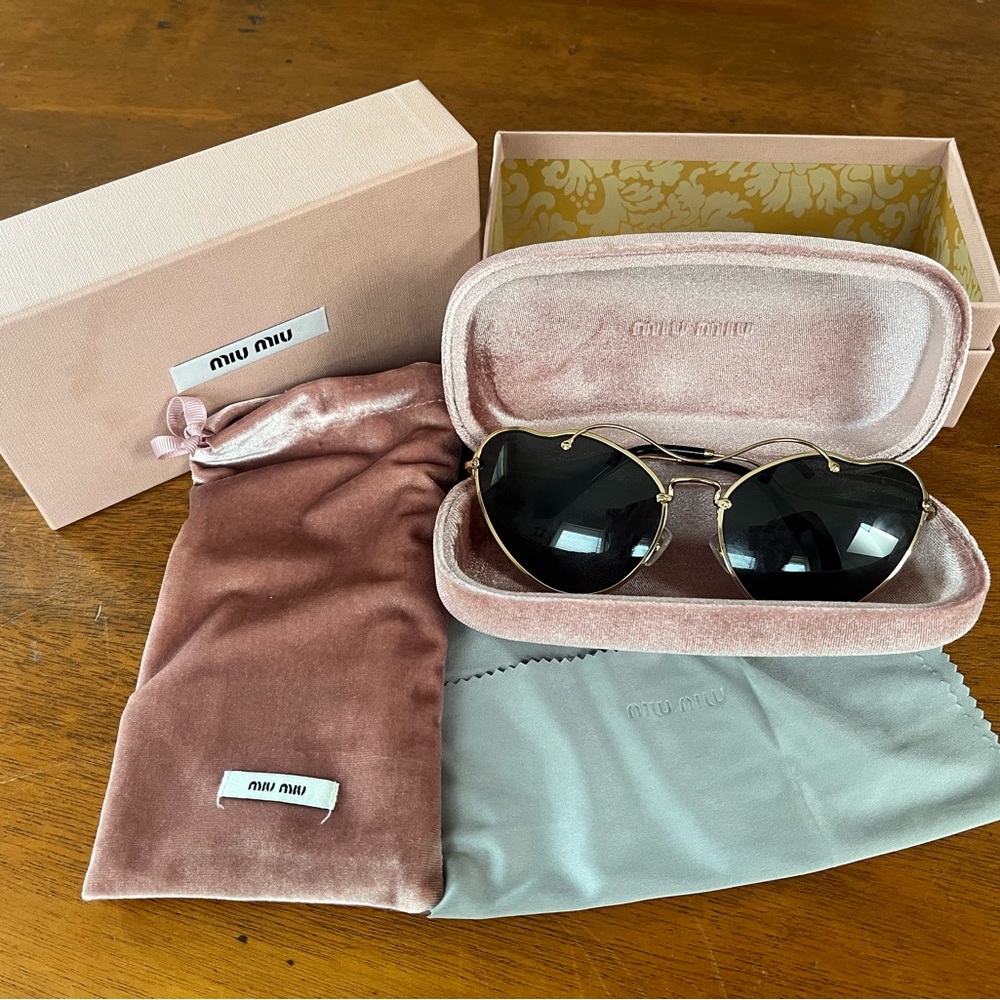 MIU MIU Butterfly 55mm Metal Frame Sunglasses with Box and Velvet Cases NWOT NIB
